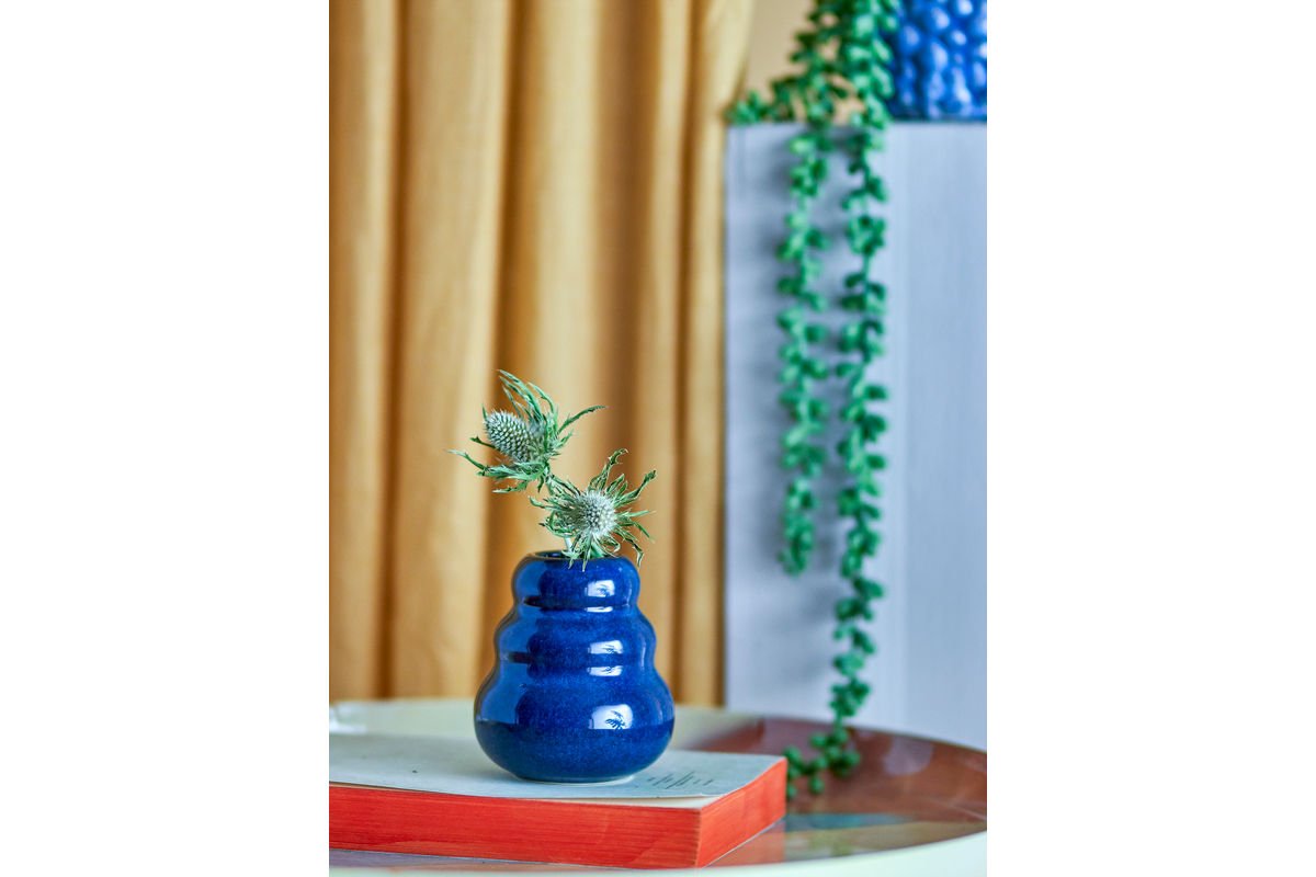 Vase Lulo - Blau, aus Steingut