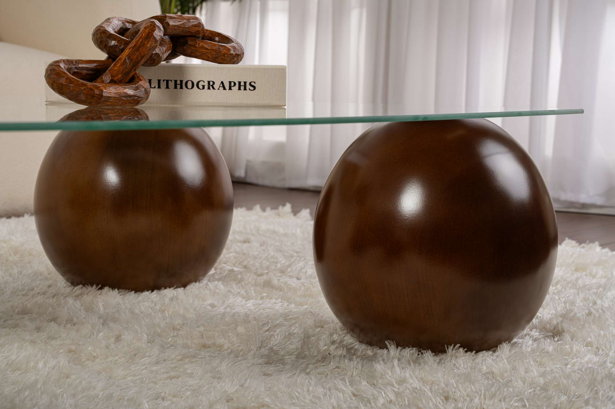 Sofabord Pavello - med rektangulær, hærdet glasbordplade