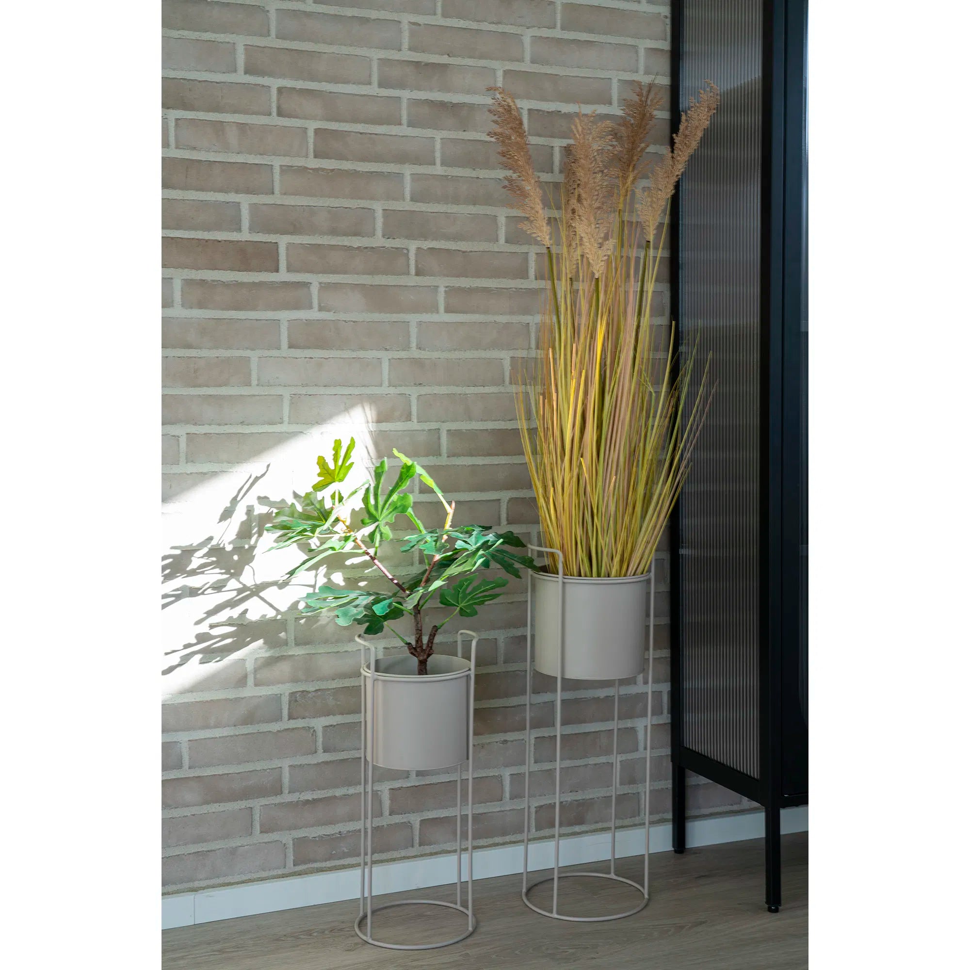 Blomsterpotte „Salentino“ – Sandfarvet stål-look i 2-pak
