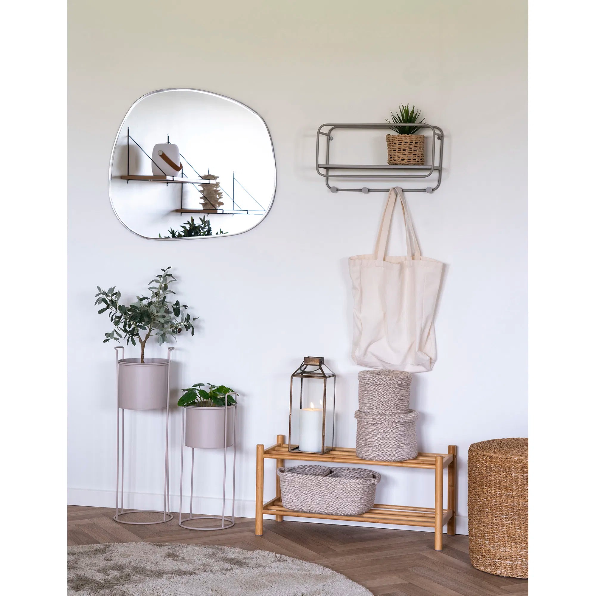 Blomsterpotte „Salentino“ – Sandfarvet stål-look i 2-pak