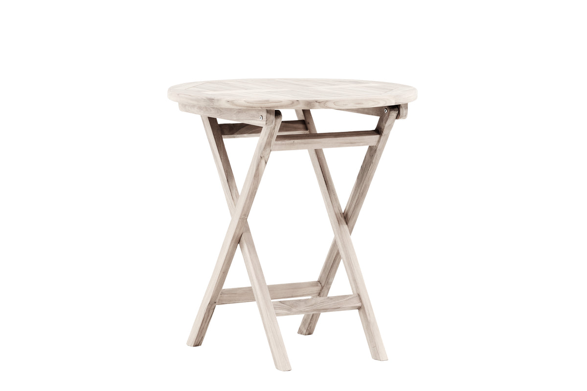 Sofabord Greek - Ø70 i teaktræ i hvid