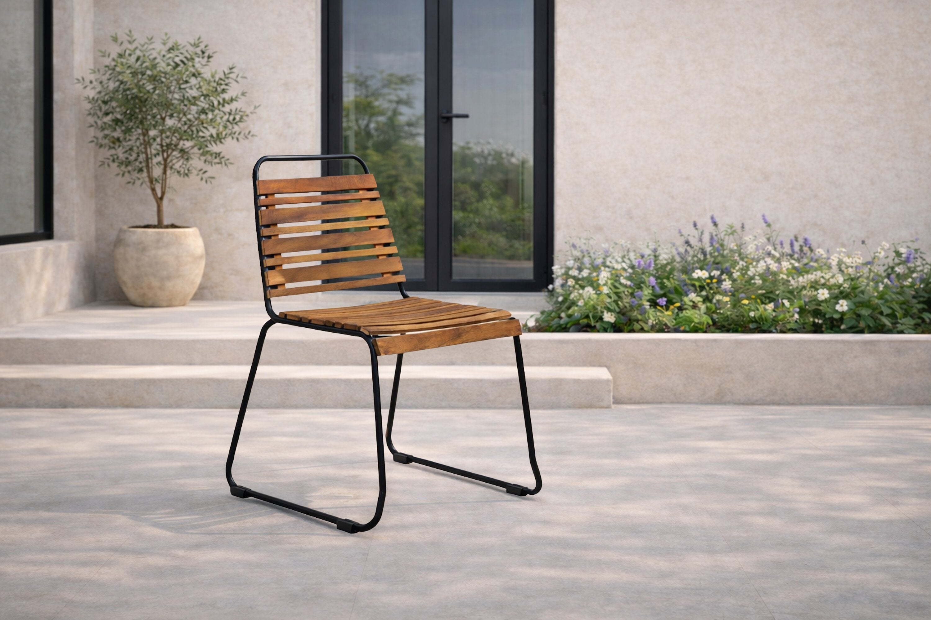 2er Set - Gartenstuhl Bali aus Akazie/Metall