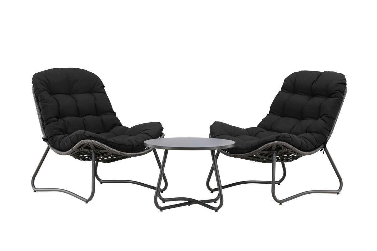Havemøbelsæt Carla – 3-delt sæt i Antracit med lænestole og bord