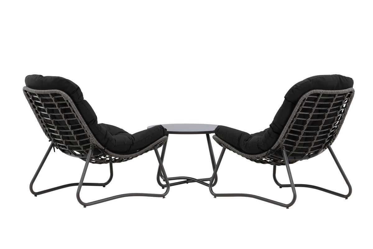 Havemøbelsæt Carla – 3-delt sæt i Antracit med lænestole og bord