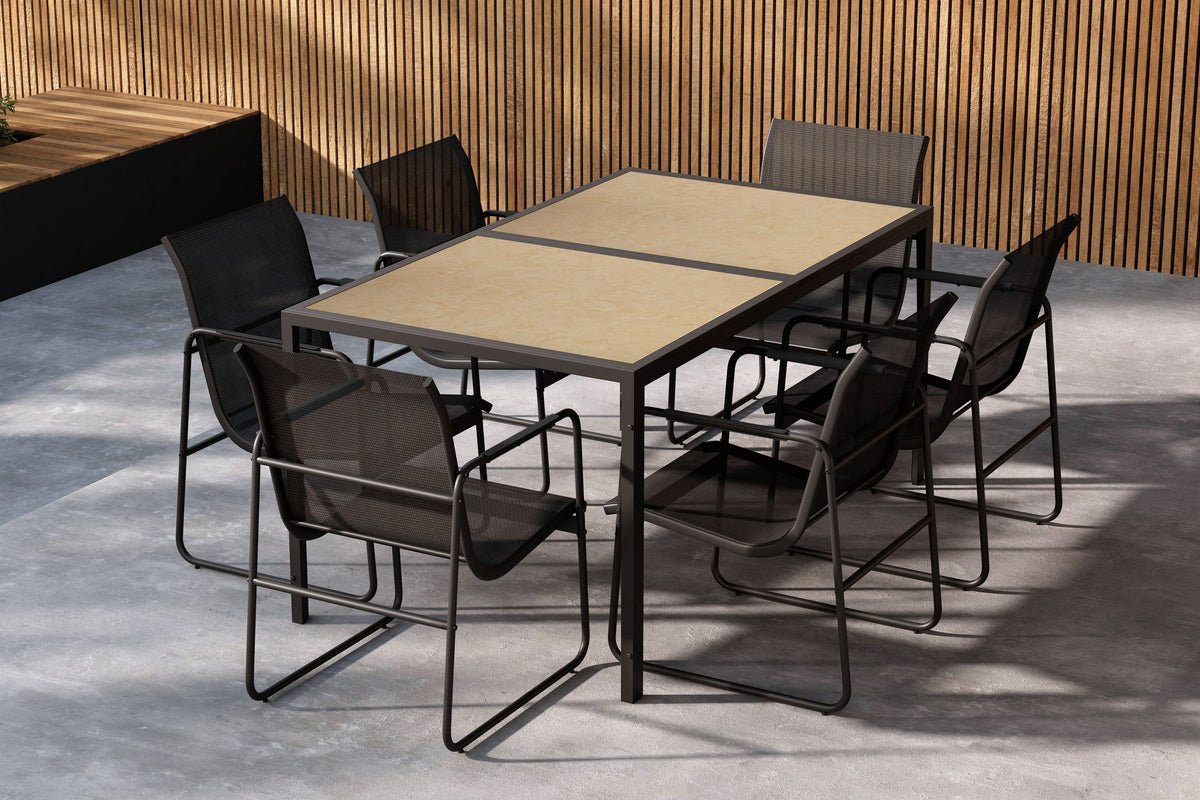 Garten spisegruppe Alento – 7-delt havemøbelsæt i stål og polystone