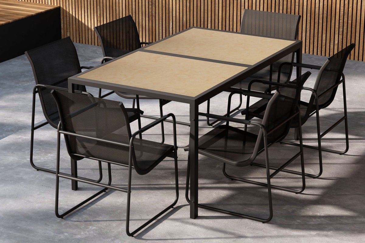 Garten spisegruppe Alento – 7-delt havemøbelsæt i stål og polystone