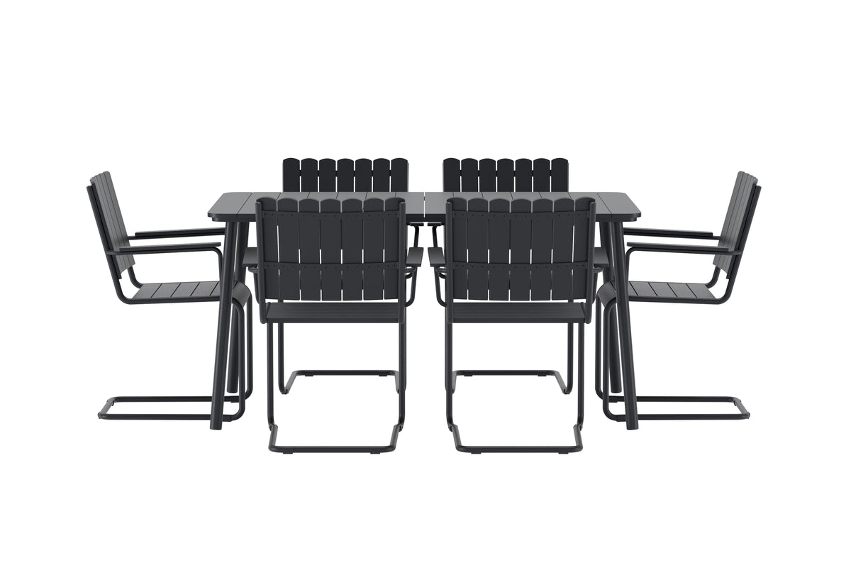 Havemøbelsæt Moraya – 7-dele sæt i stål/polywood i 2 farver
