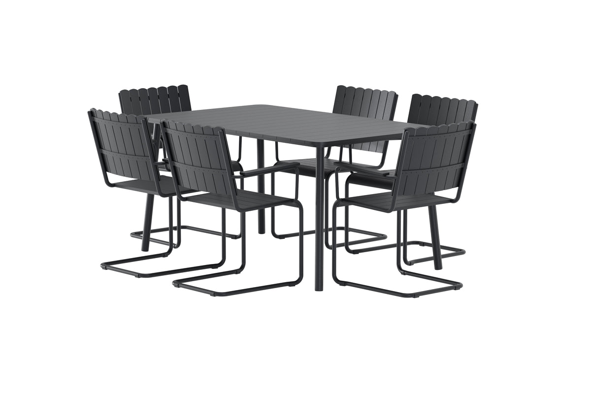 Havemøbelsæt Moraya – 7-dele sæt i stål/polywood i 2 farver