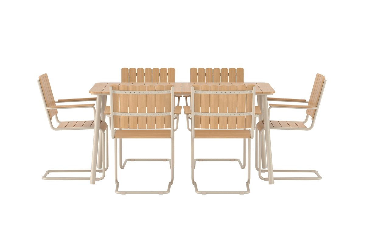 Havemøbelsæt Moraya – 7-dele sæt i stål/polywood i 2 farver