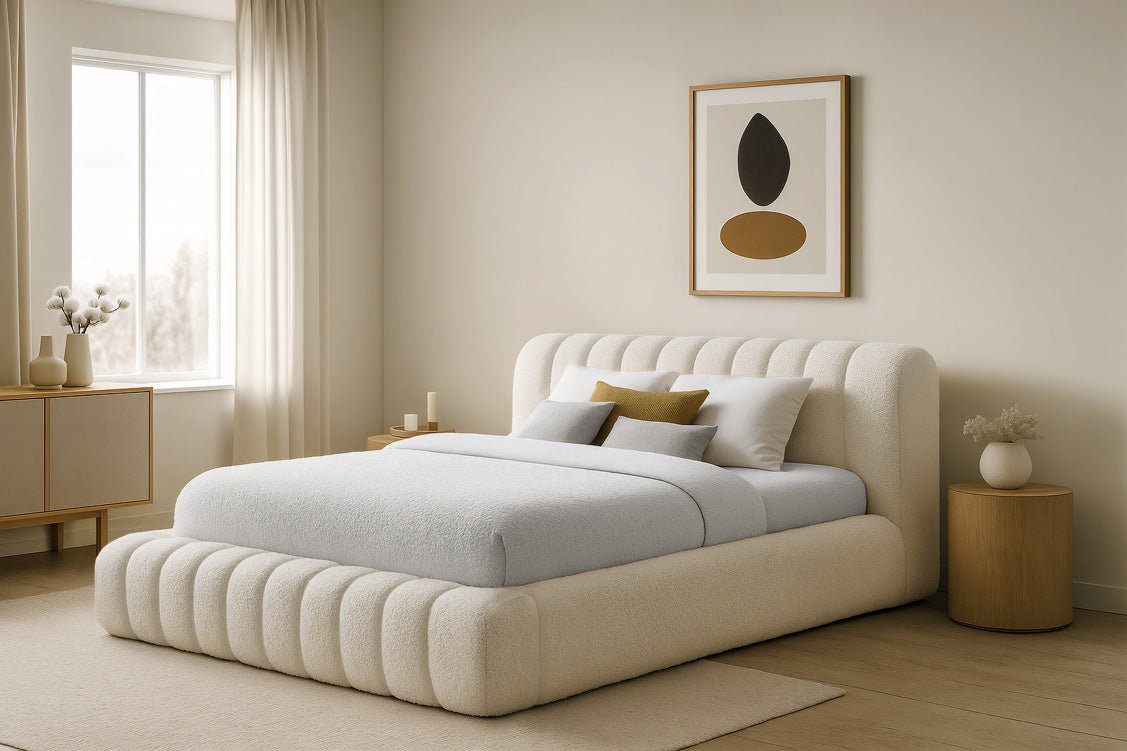 Designer polsterseng Selene Bouclé med opbevaringsplads