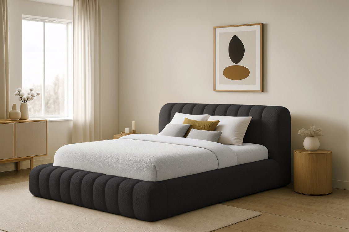 Designer polsterseng Selene Bouclé med opbevaringsplads