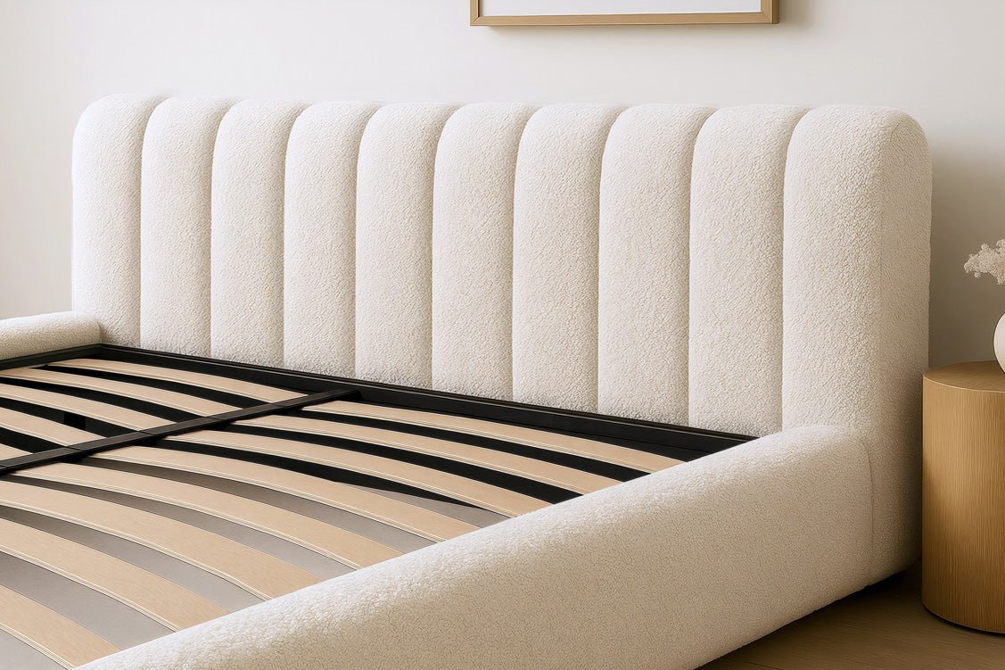 Designer polsterseng Selene Bouclé med opbevaringsplads