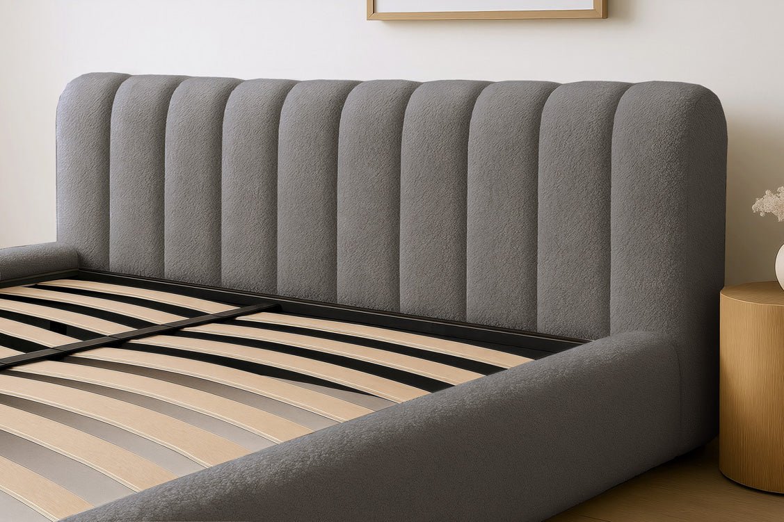 Designer polsterseng Selene Bouclé med opbevaringsplads