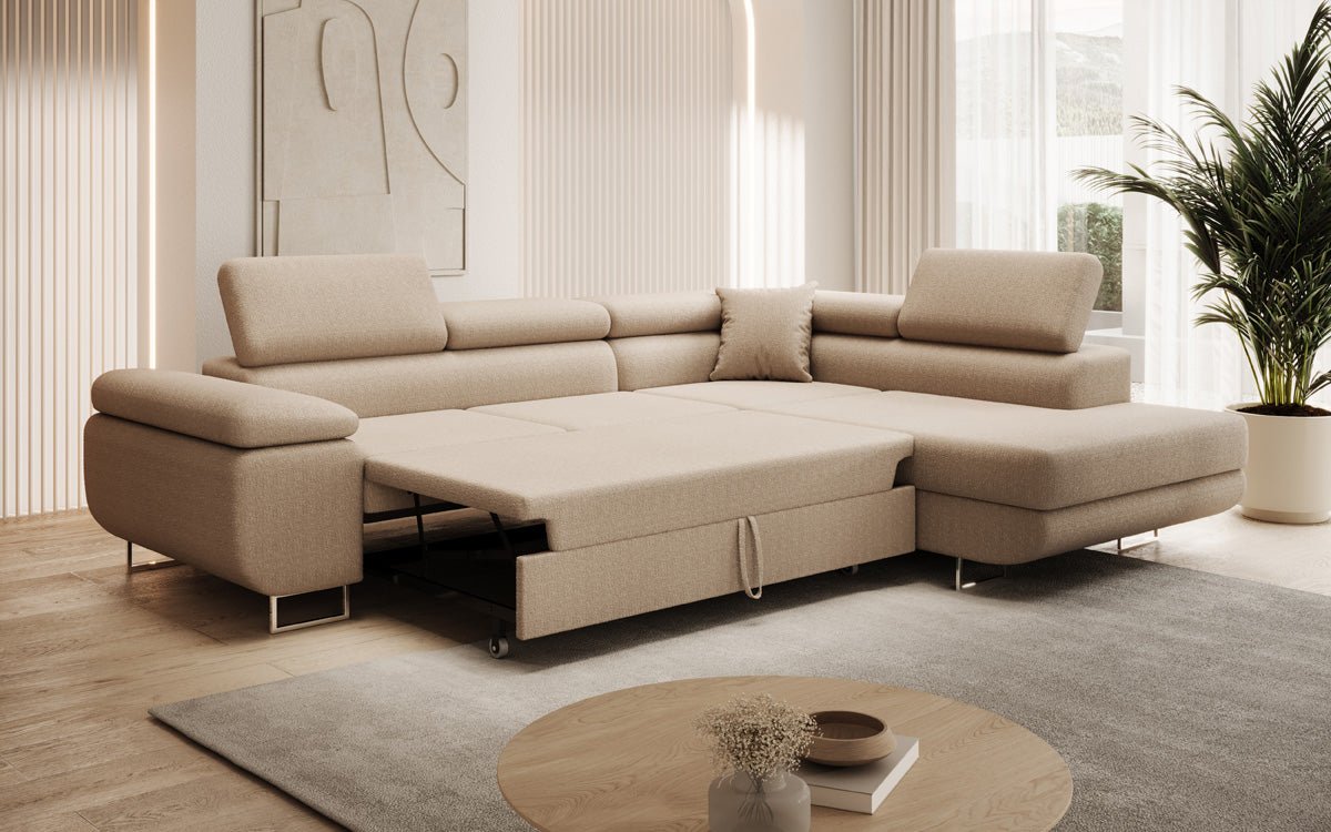 Designer Sofa Aston med sove- og klapsystem i Bouclé