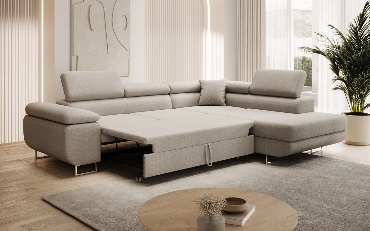 Designer Sofa Aston med sove- og klapsystem i Bouclé