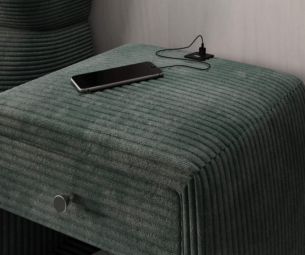 Designer natbord Lilly med USB-tilslutning i fløjl