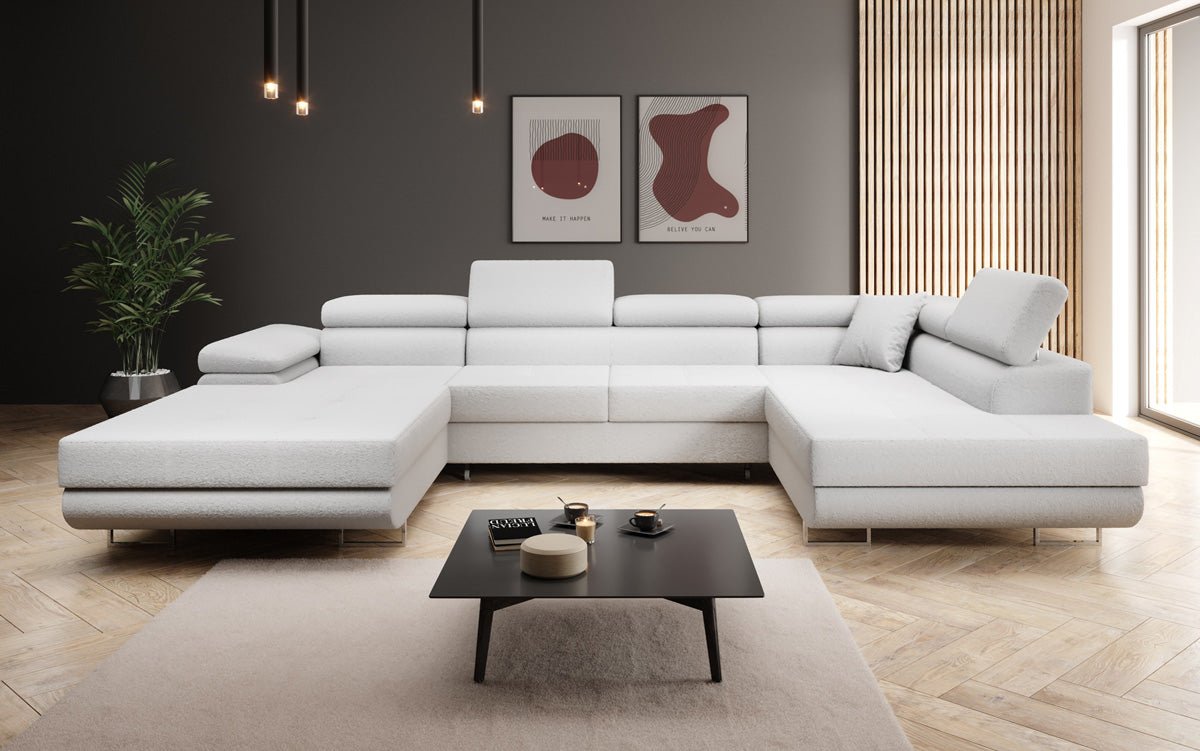 Designer Sofa Lago med sove- og klapsfunktion i bouclé