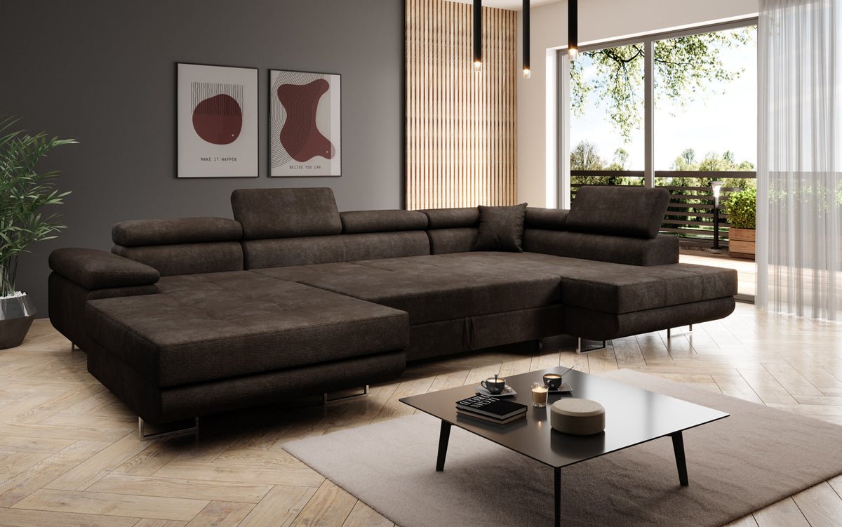 Designer Sofa Lago med sove- og klapsfunktion i bouclé