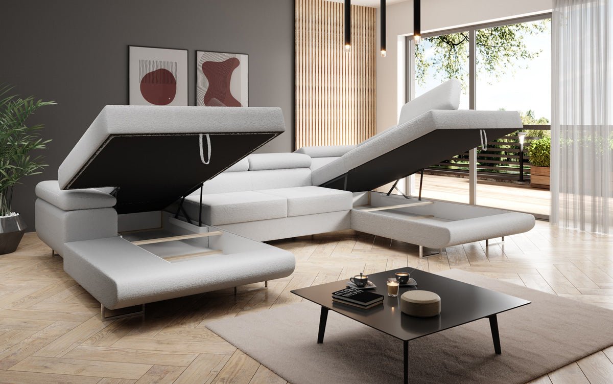 Designer Sofa Lago med sove- og klapsfunktion i bouclé