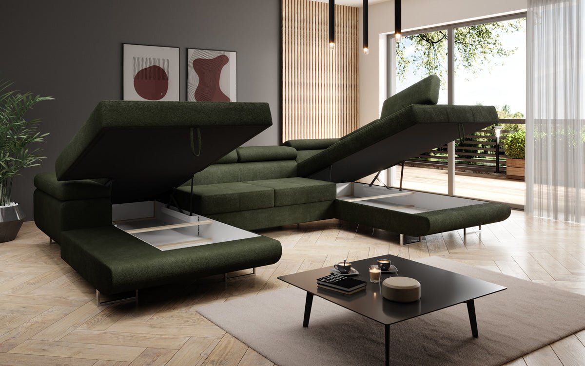 Designer Sofa Lago med sove- og klapsfunktion i bouclé
