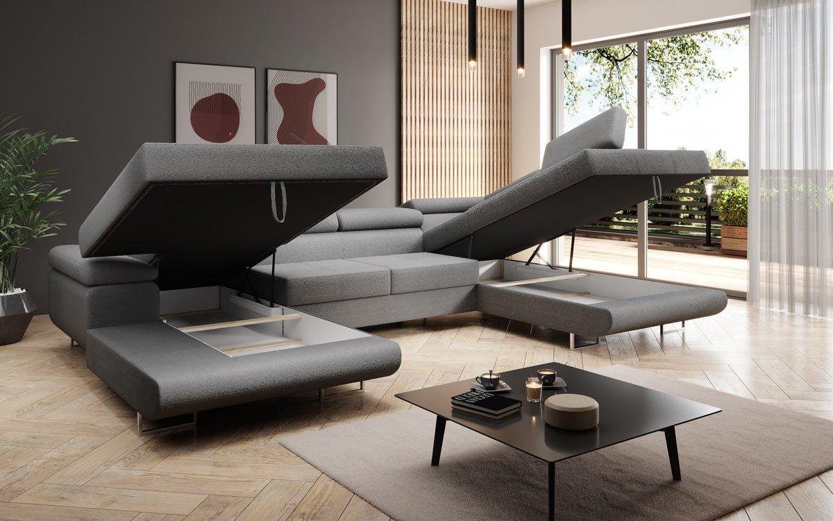 Designer Sofa Lago med sove- og klapsfunktion i bouclé