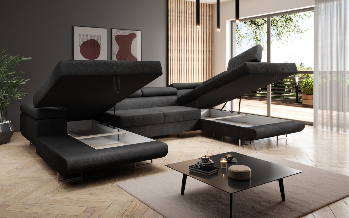 Designer Sofa Lago med sove- og klapsfunktion i bouclé