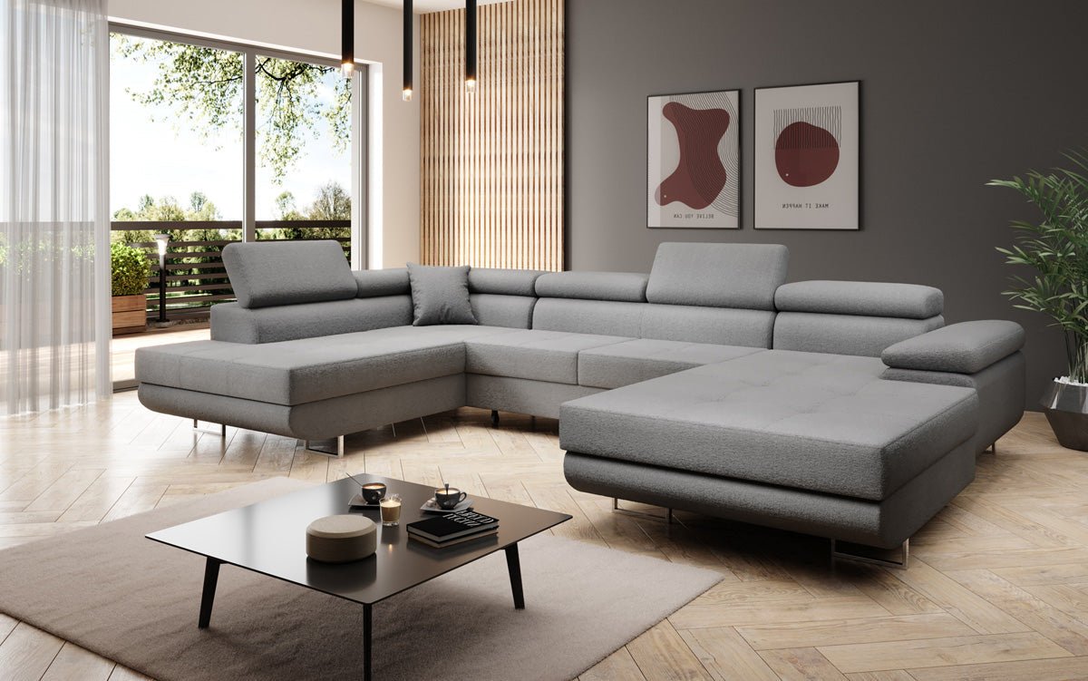Designer Sofa Lago med sove- og klapsfunktion i bouclé
