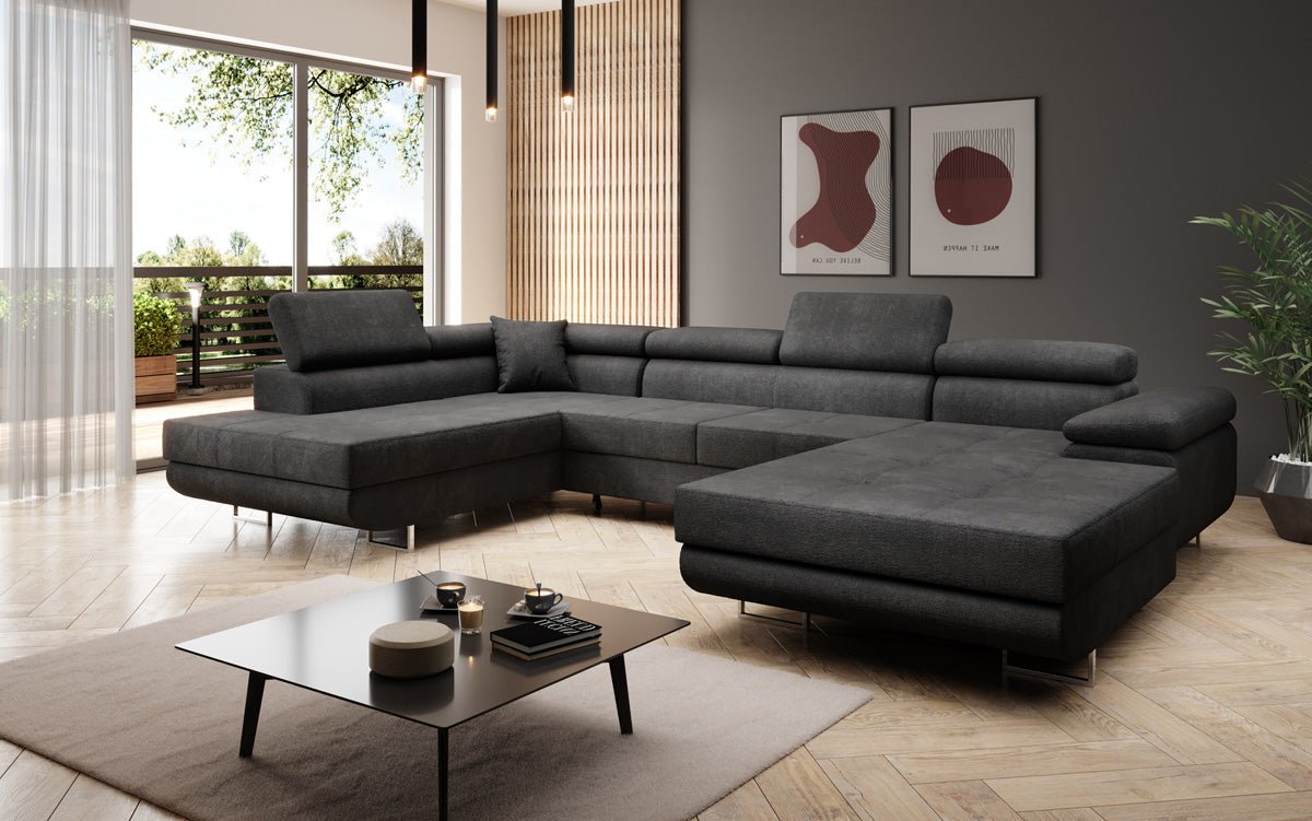 Designer Sofa Lago med sove- og klapsfunktion i bouclé