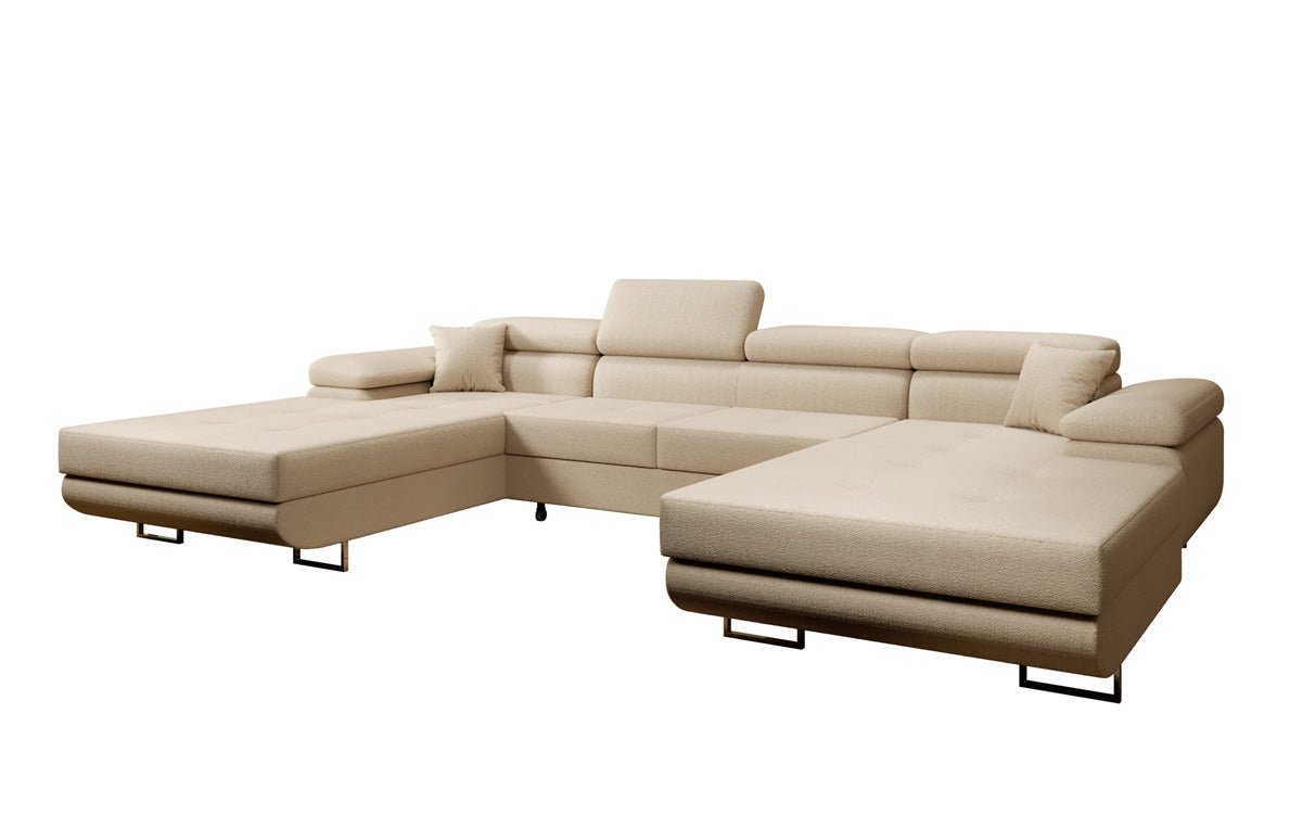 Designer Sofa Calvera U med sove- og klapsystem i bouclé