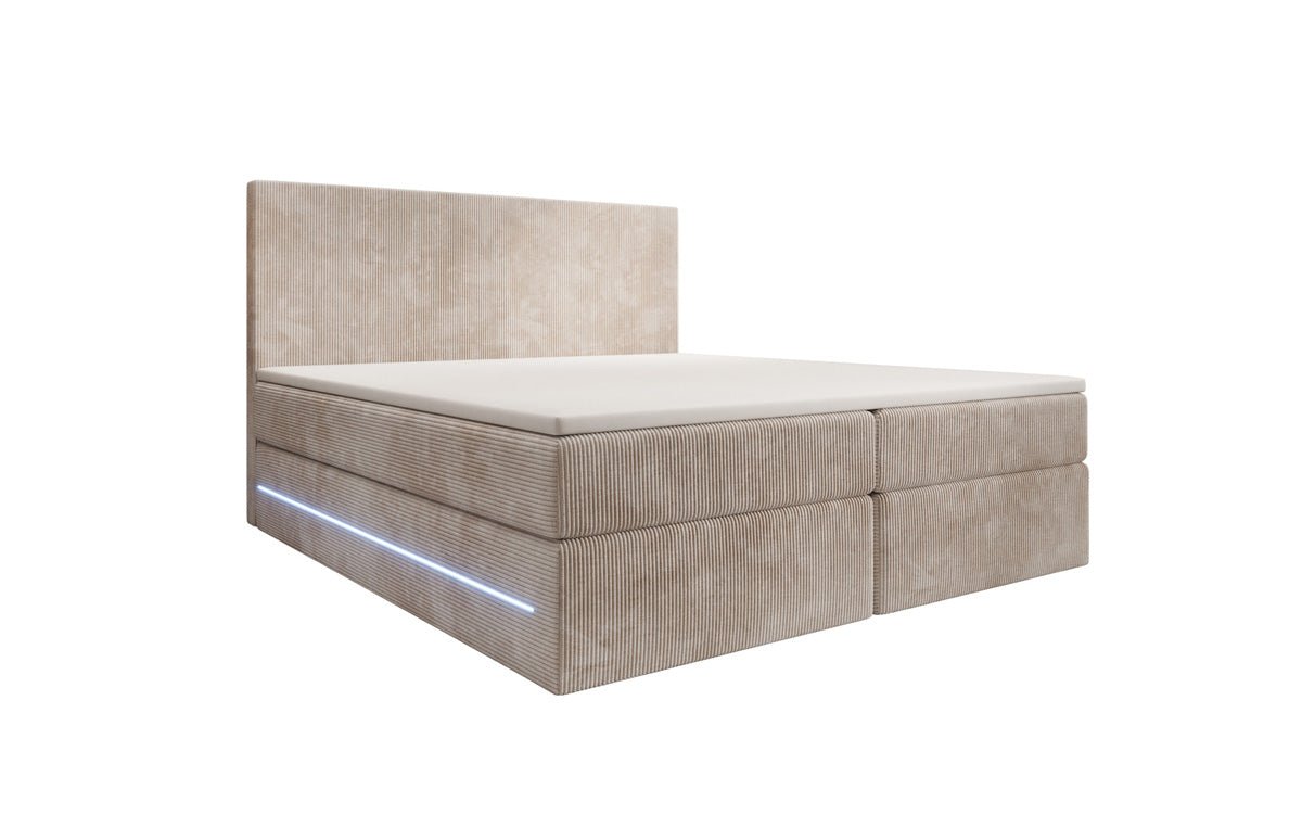 Voyage Boxspring Bed with LED and Storage in Cord