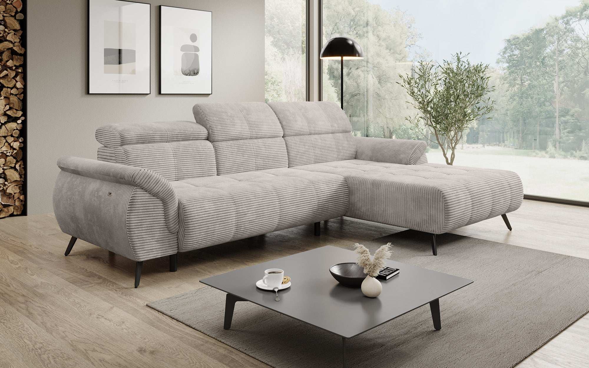 Designer Sofa Genova I mit elektrischer Sitzverlängerung, USB Anschluss