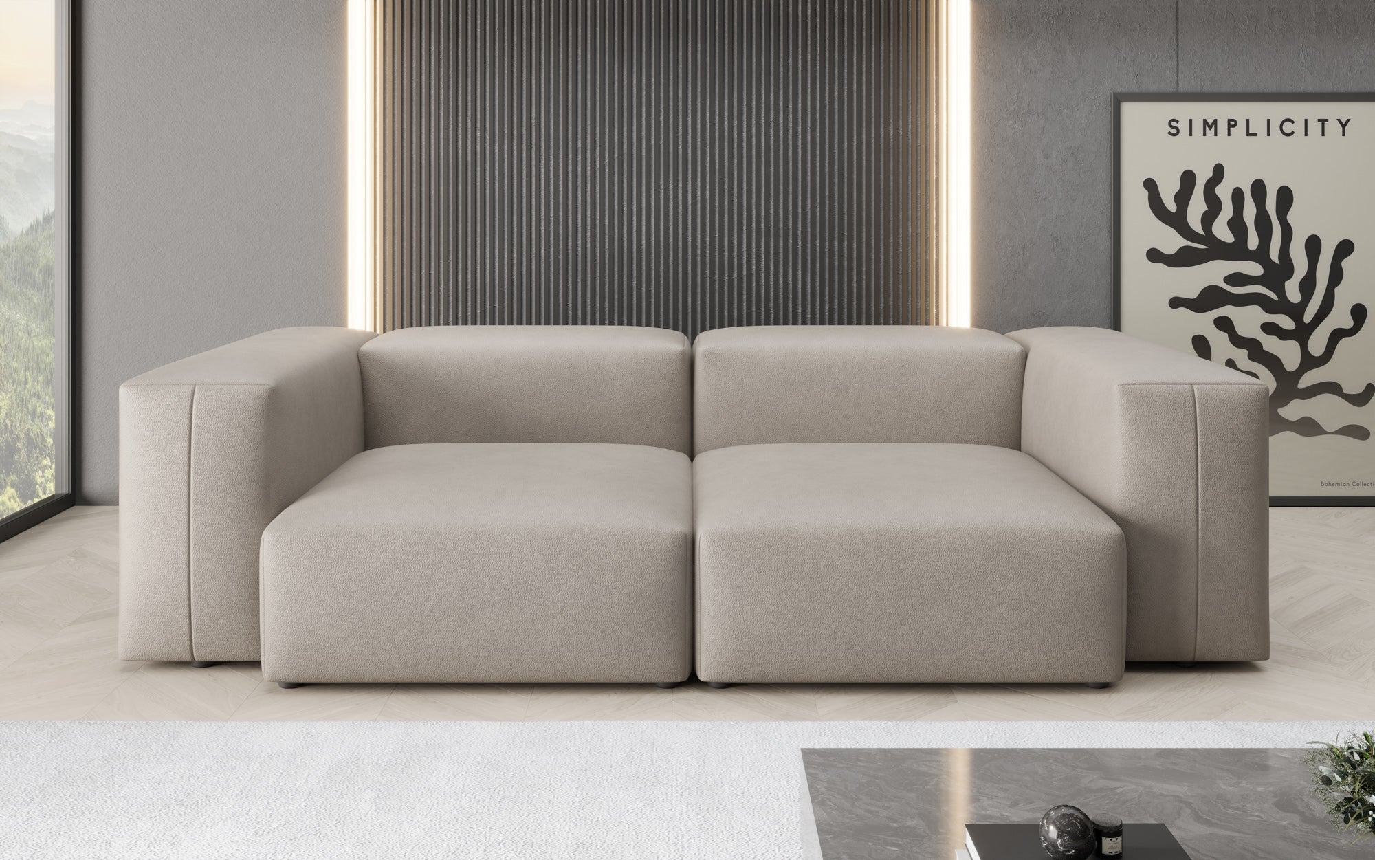 Designer 2-personers sofa Snug i ægte læder