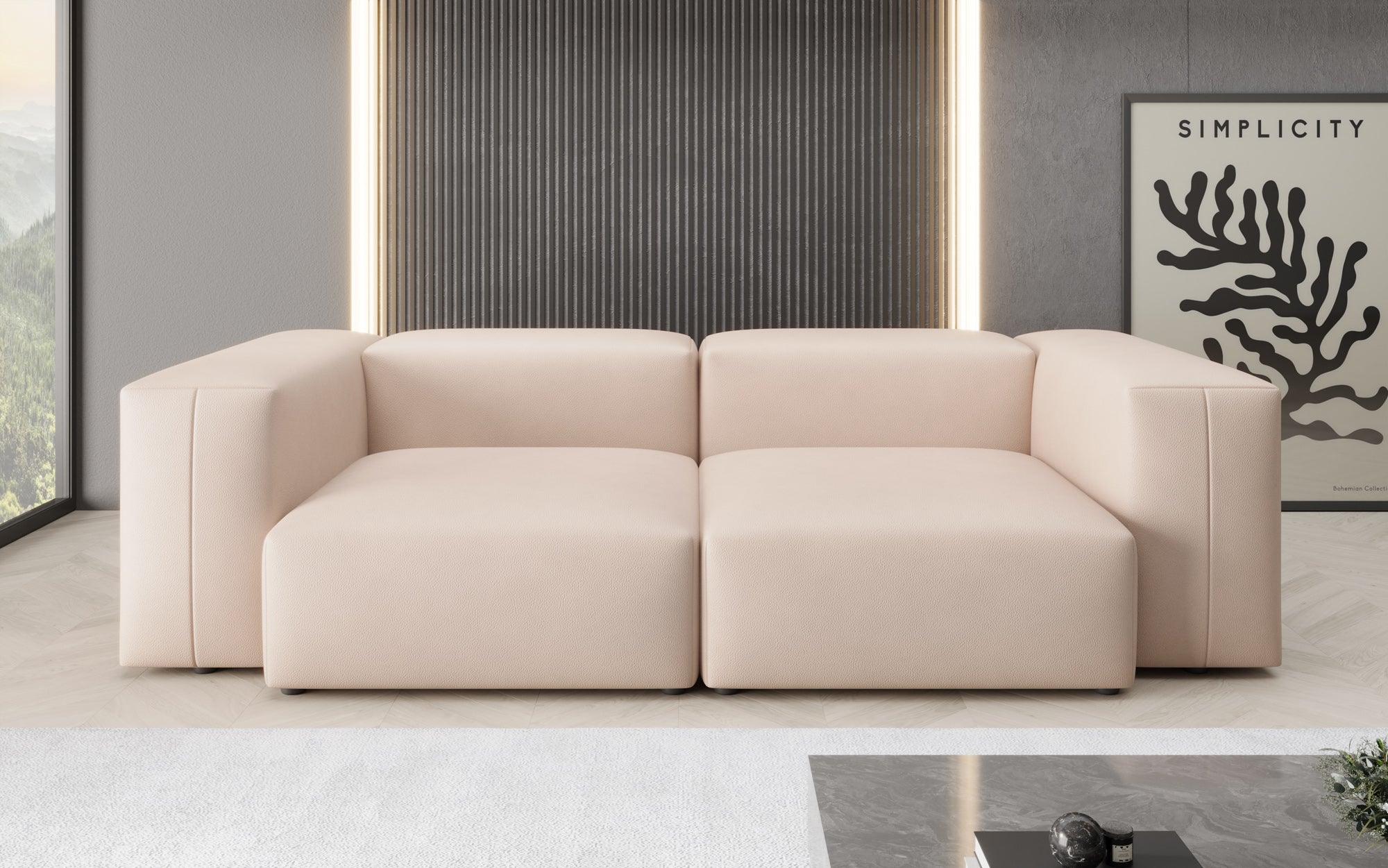 Designer 2-personers sofa Snug i ægte læder