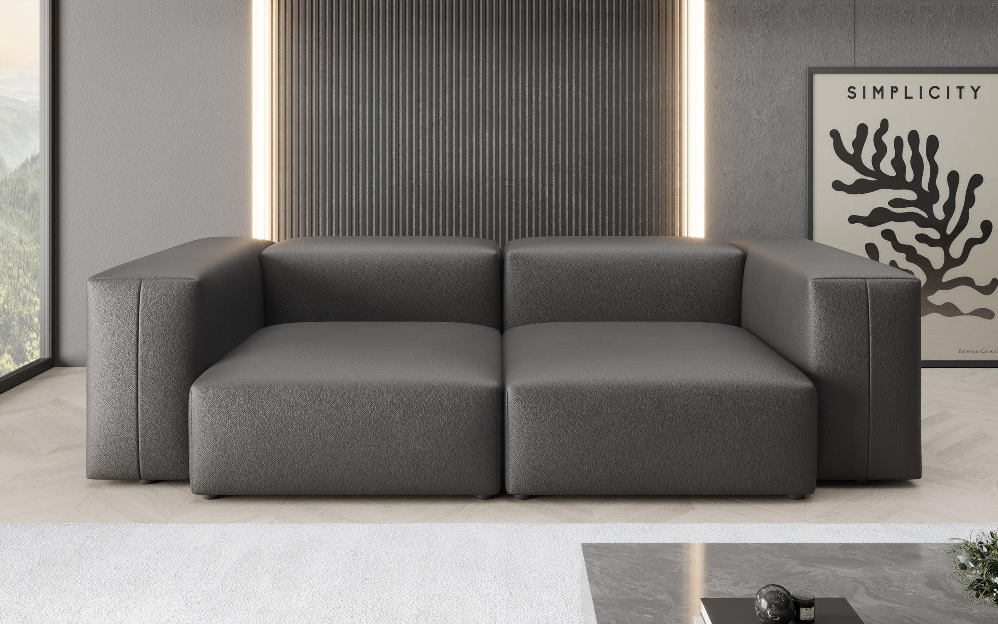 Designer 2-personers sofa Snug i ægte læder