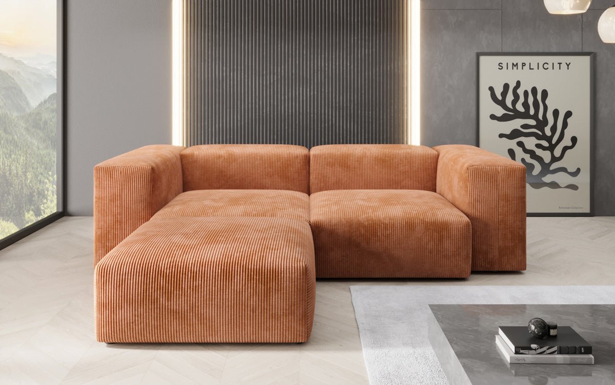 Designer L-sofa Snug Mini i kord