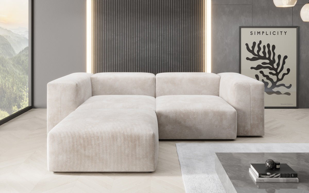 Designer L-sofa Snug Mini i kord