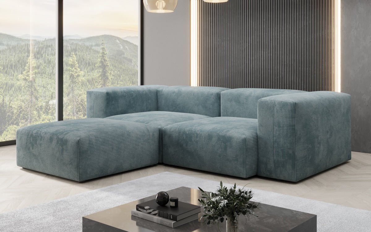 Designer L-sofa Snug Mini i kord