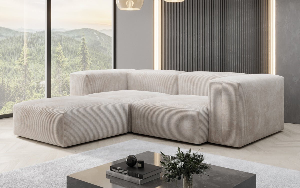 Designer L-sofa Snug Mini i kord
