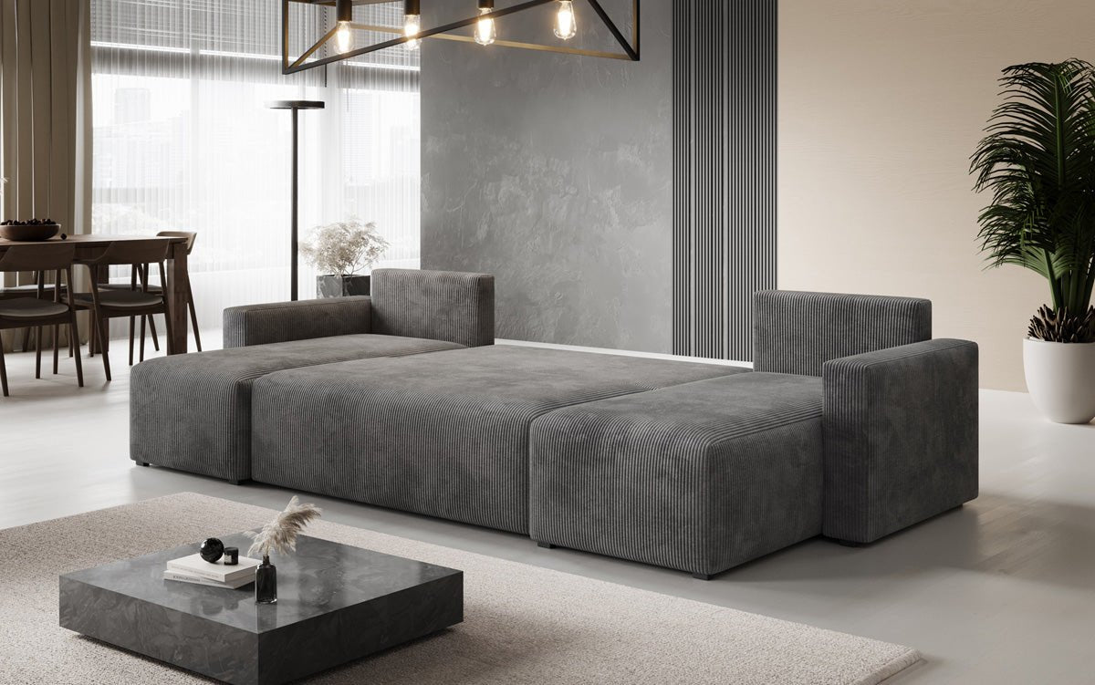Designer Sofa Melva U med sove- og klapsystem i fløjl