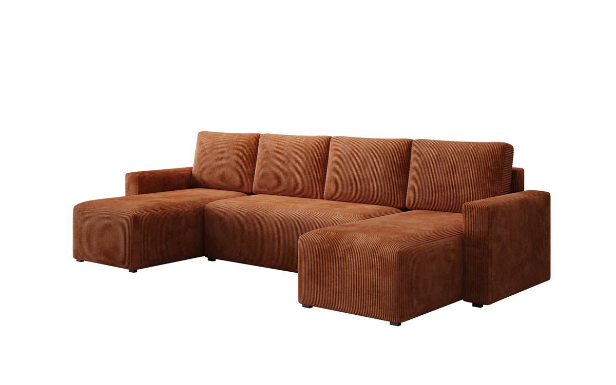 Designer Sofa Melva U med sove- og klapsystem i fløjl