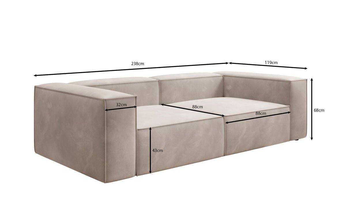 Designer Sofa Lesley 3-personers i Velour