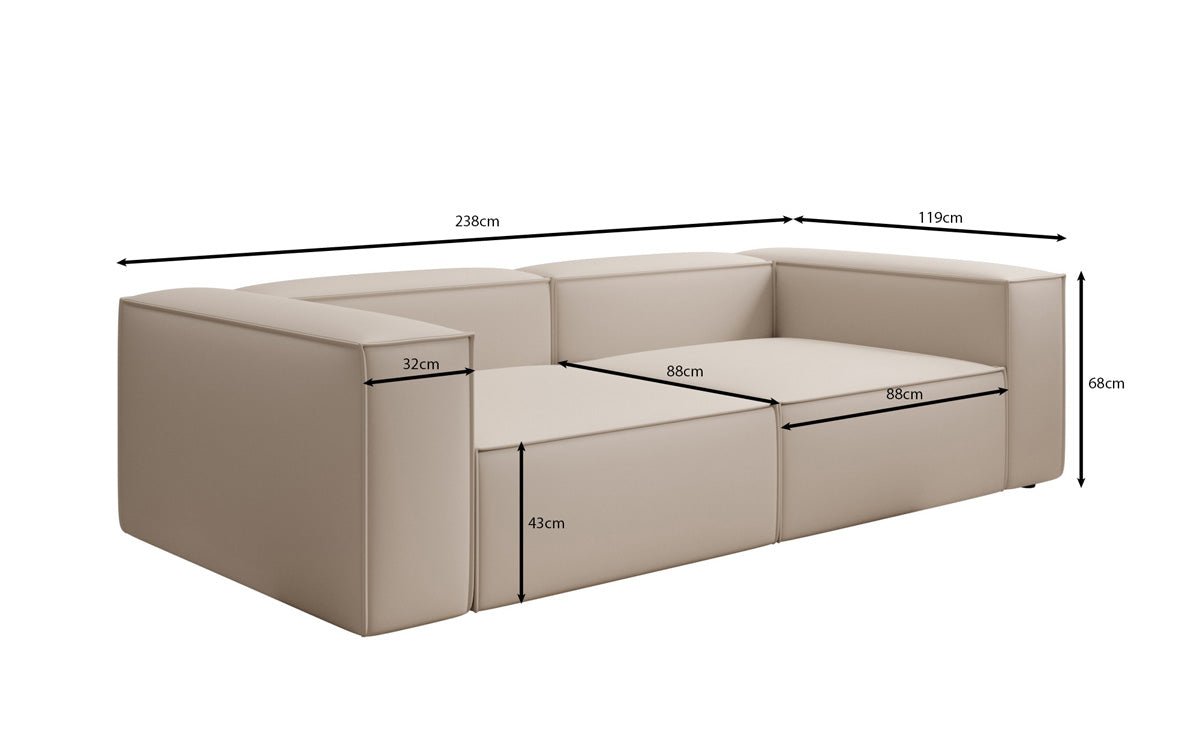 Designer Sofa Lesley 3 Sitzer in Stoff