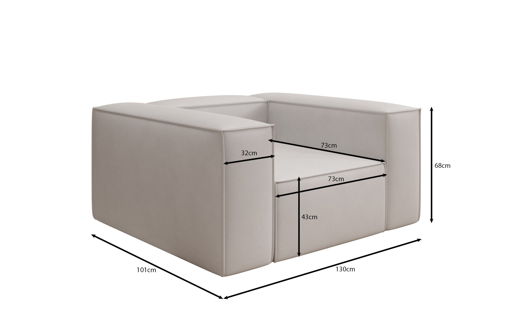 Designer Sofa-Lænestol Lesley i ægte læder