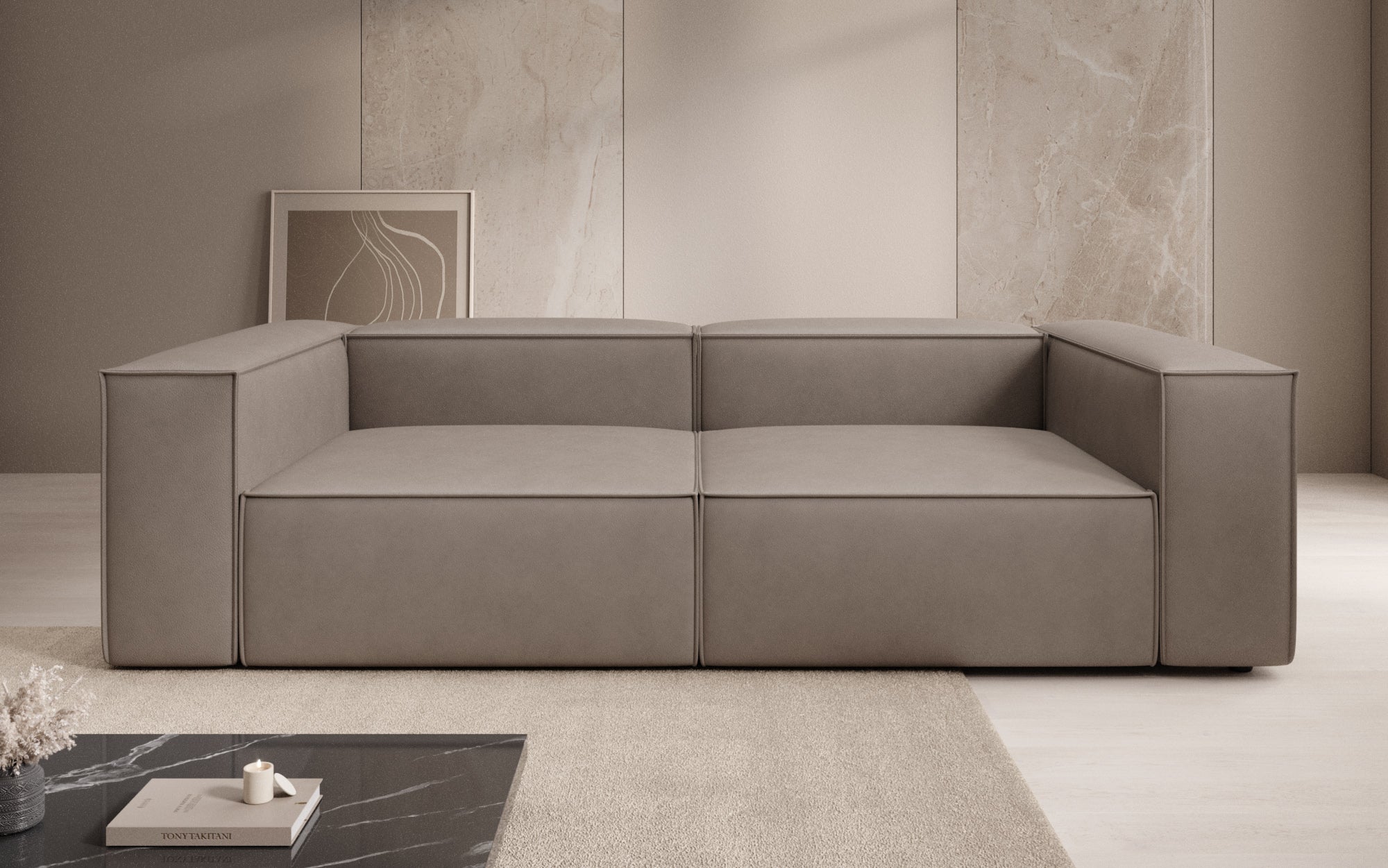 Designer Sofa Lesley 3-personers i ægte læder