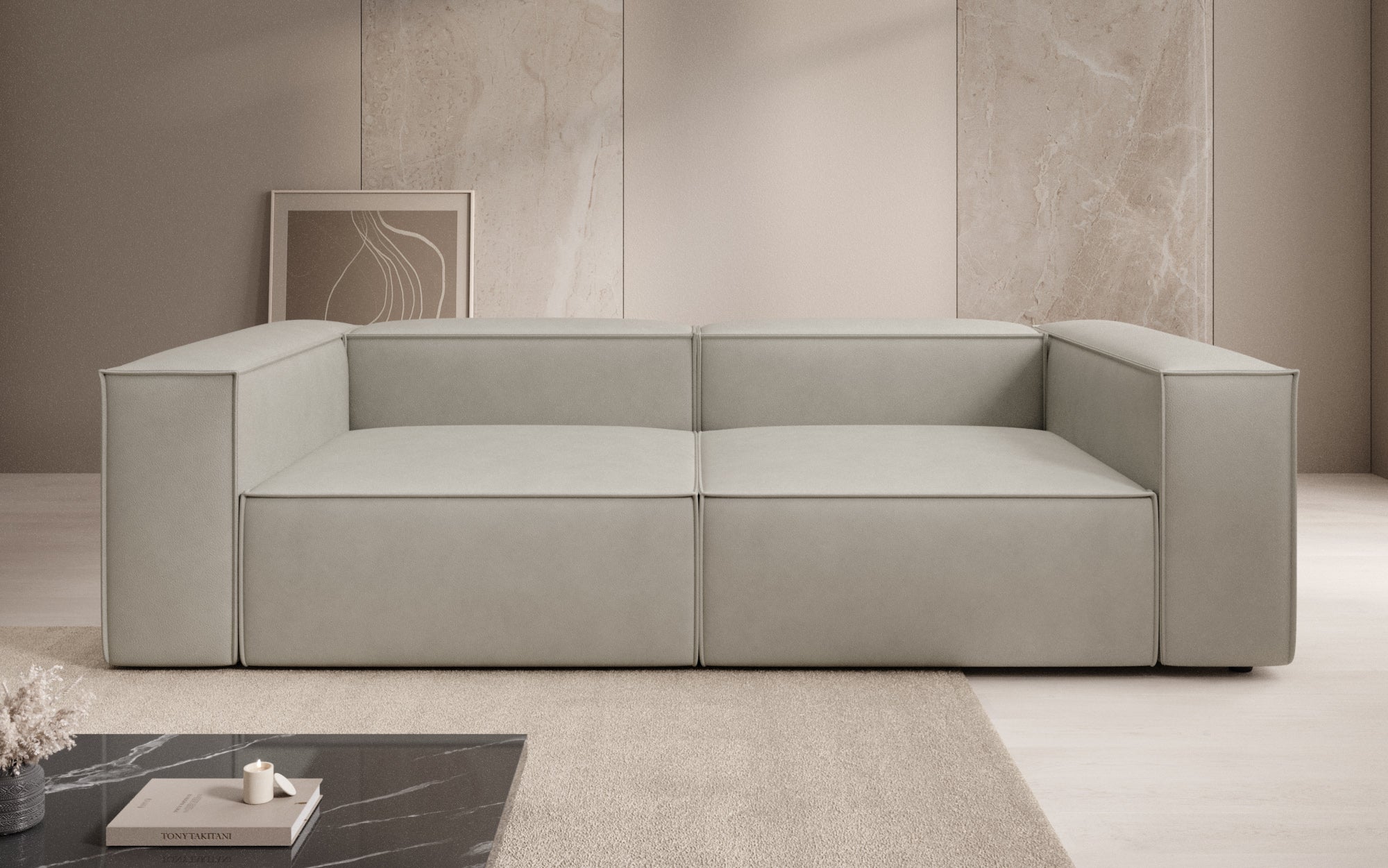 Designer Sofa Lesley 3-personers i ægte læder