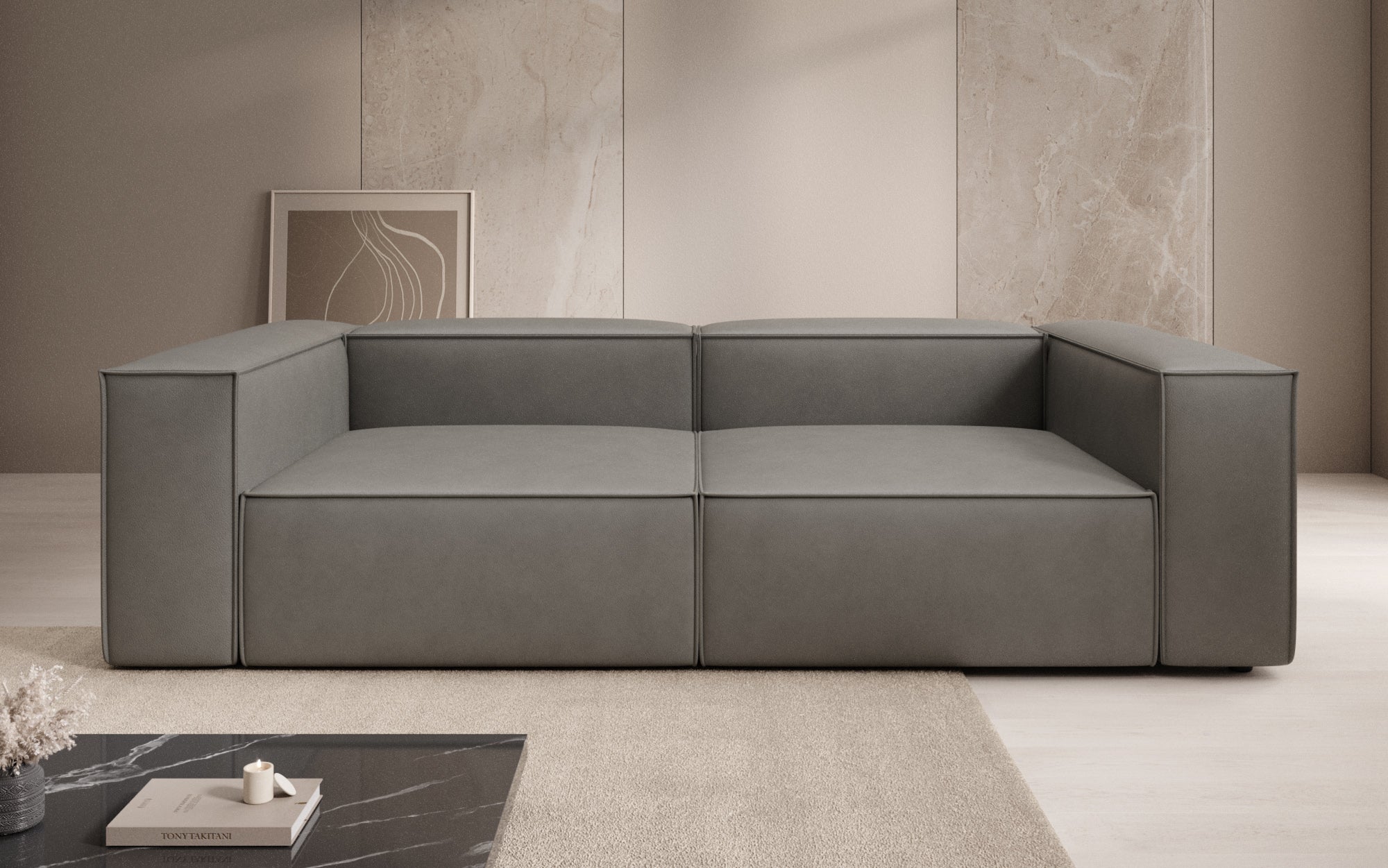 Designer Sofa Lesley 3-personers i ægte læder