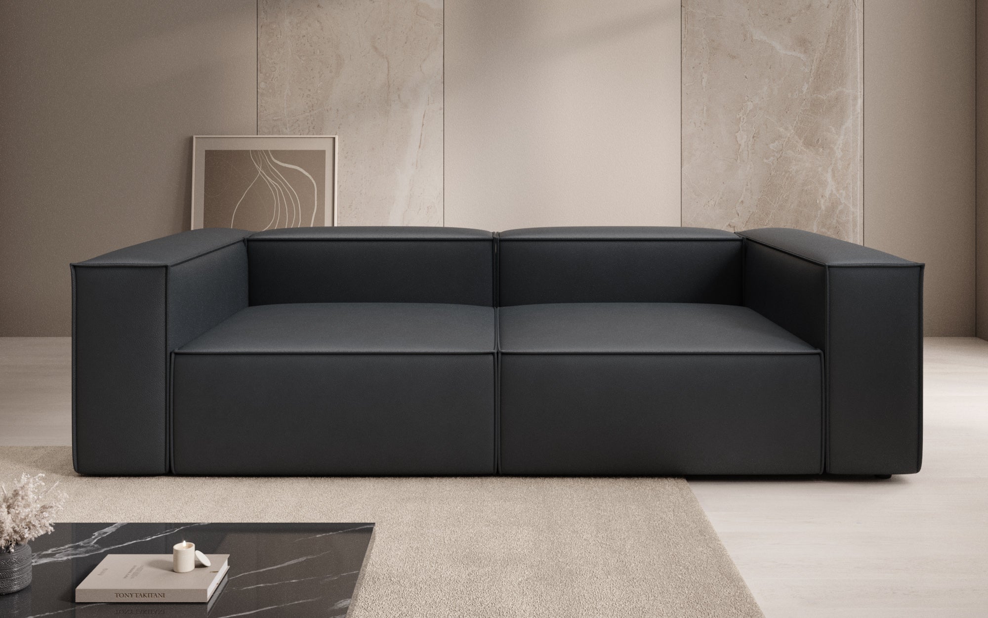 Designer Sofa Lesley 3-personers i ægte læder