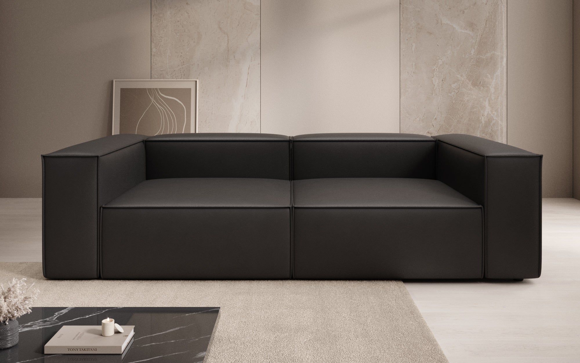 Designer Sofa Lesley 3-personers i ægte læder