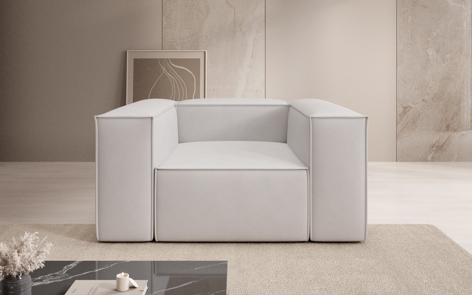 Designer Sofa-Lænestol Lesley i ægte læder