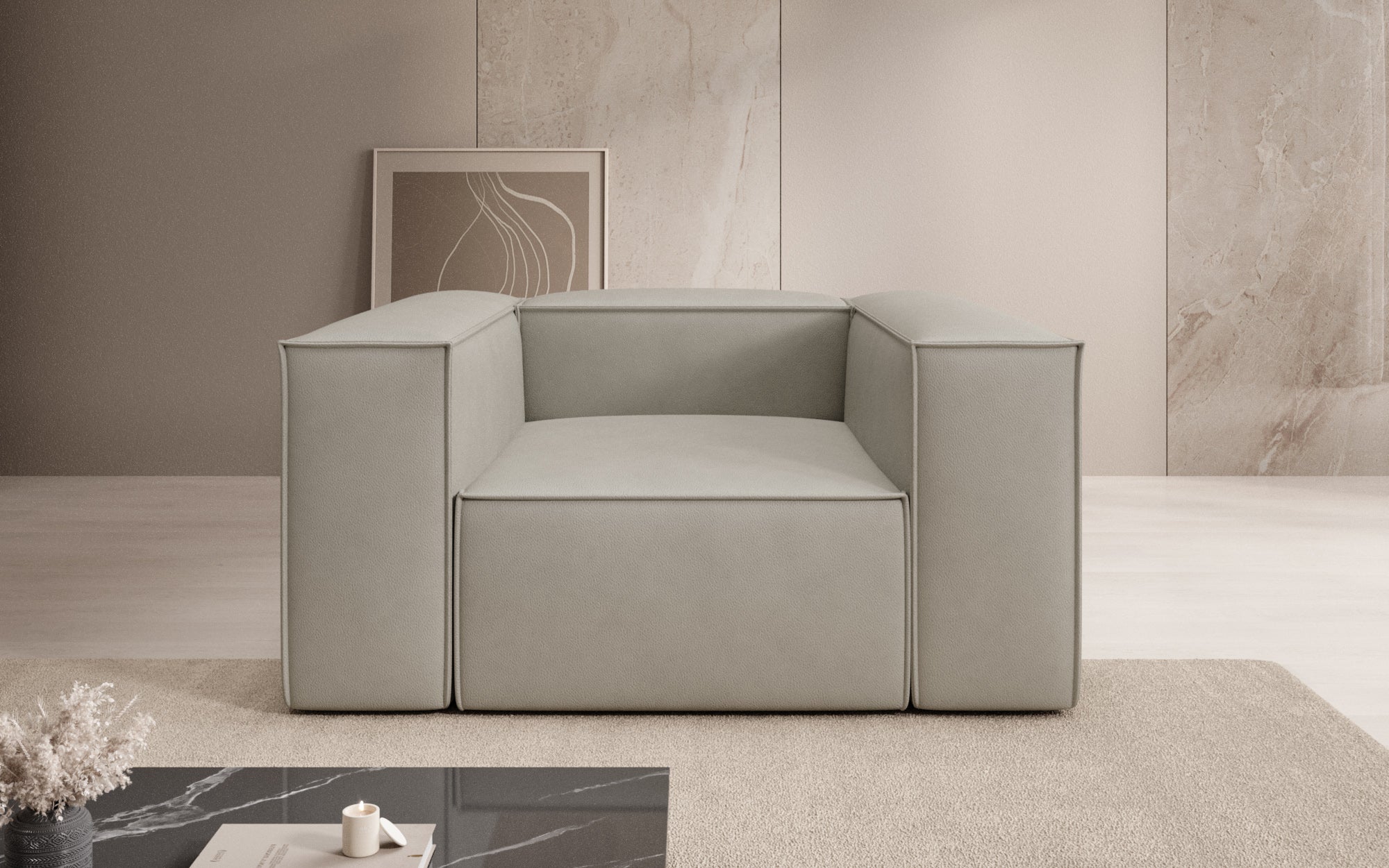 Designer Sofa-Lænestol Lesley i ægte læder